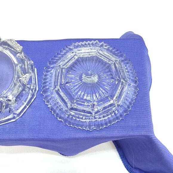 L.E. Smith Trinket Powder Box Pressed Glass Octagonal Design Clear Glass Vintage - Picture 8 of 13